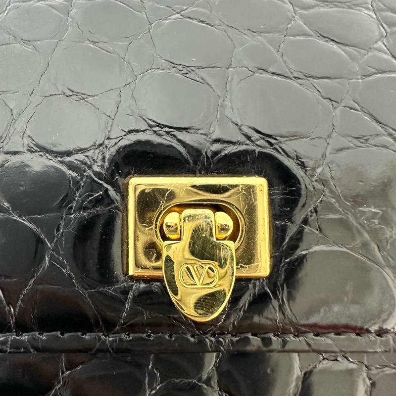 【赫蒂國際精品】Valentino 范倫鐵諾 金色燙印 斜背包 vintage-8