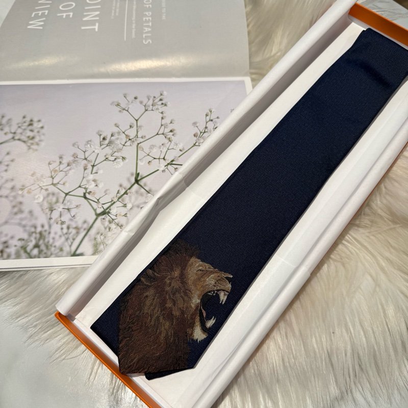 全新 愛馬仕 絕版獅子領帶-2