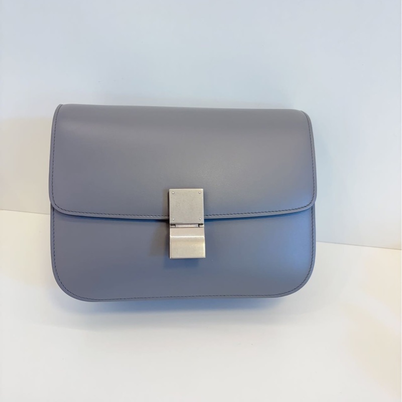 Celine 賽琳 經典Classic Box 霧霾灰銀扣 豆腐包/郵差包 中號-1