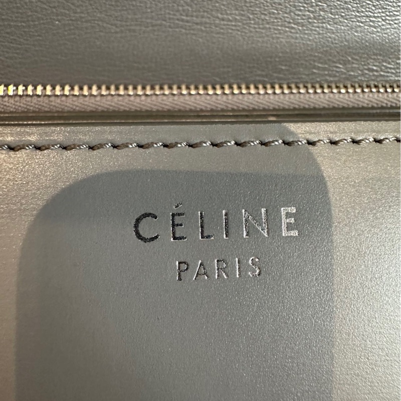 Celine 賽琳 經典Classic Box 霧霾灰銀扣 豆腐包/郵差包 中號-16