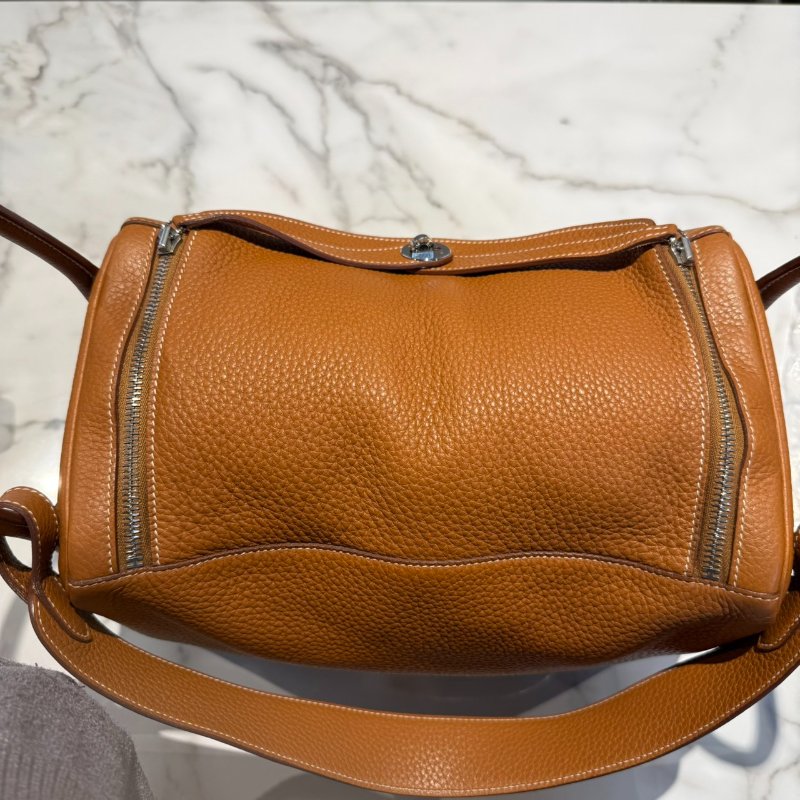 愛馬仕 lindy 34 銀扣棕色 T刻-2