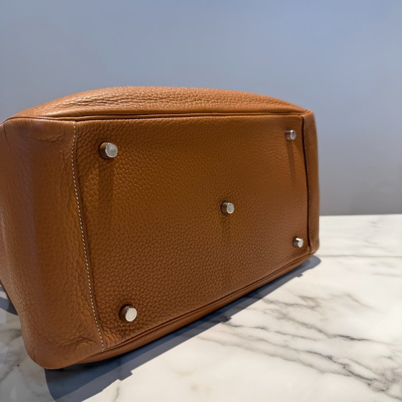 愛馬仕 lindy 34 銀扣棕色 T刻-3