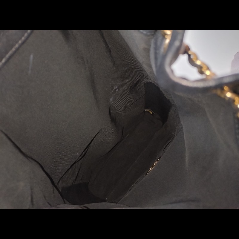 Chanel金鍊雙帶直式黑皮革後背包-18