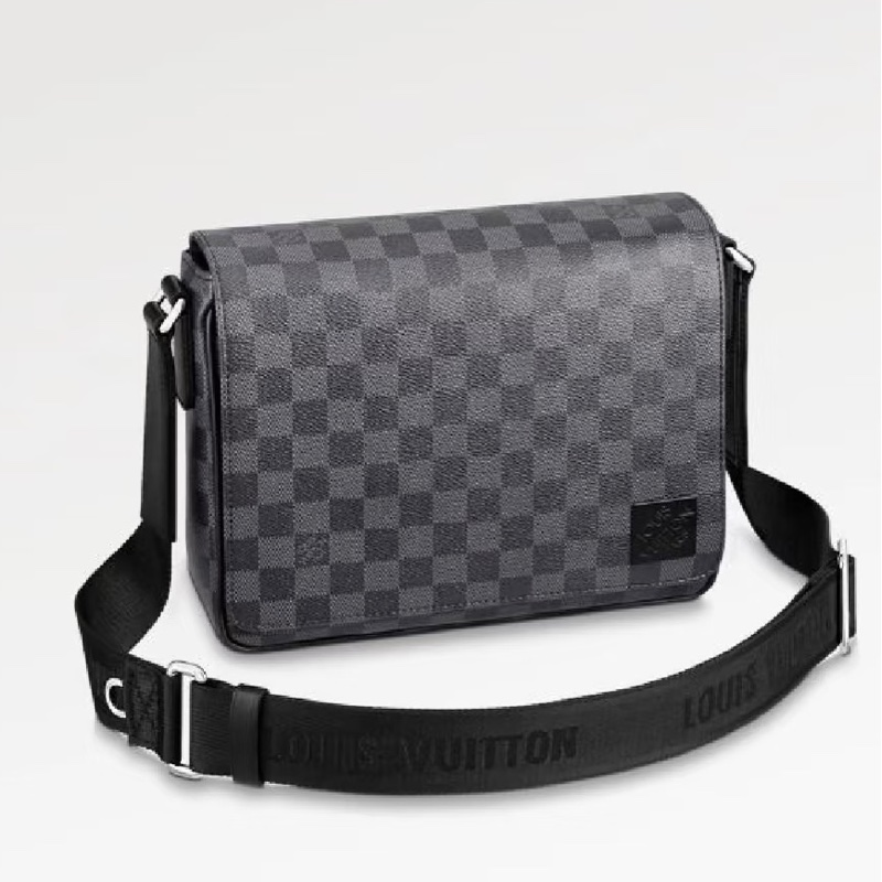 LV黑灰棋盤格郵差包N42710-0