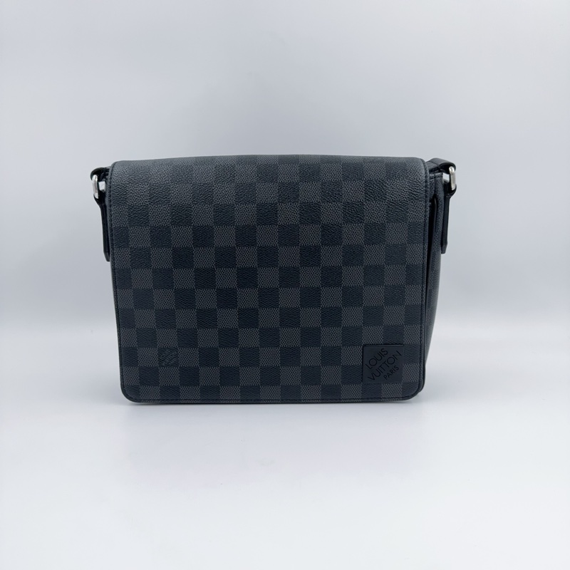 LV黑灰棋盤格郵差包N42710-3