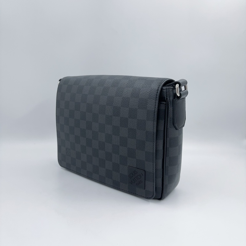 LV黑灰棋盤格郵差包N42710-4