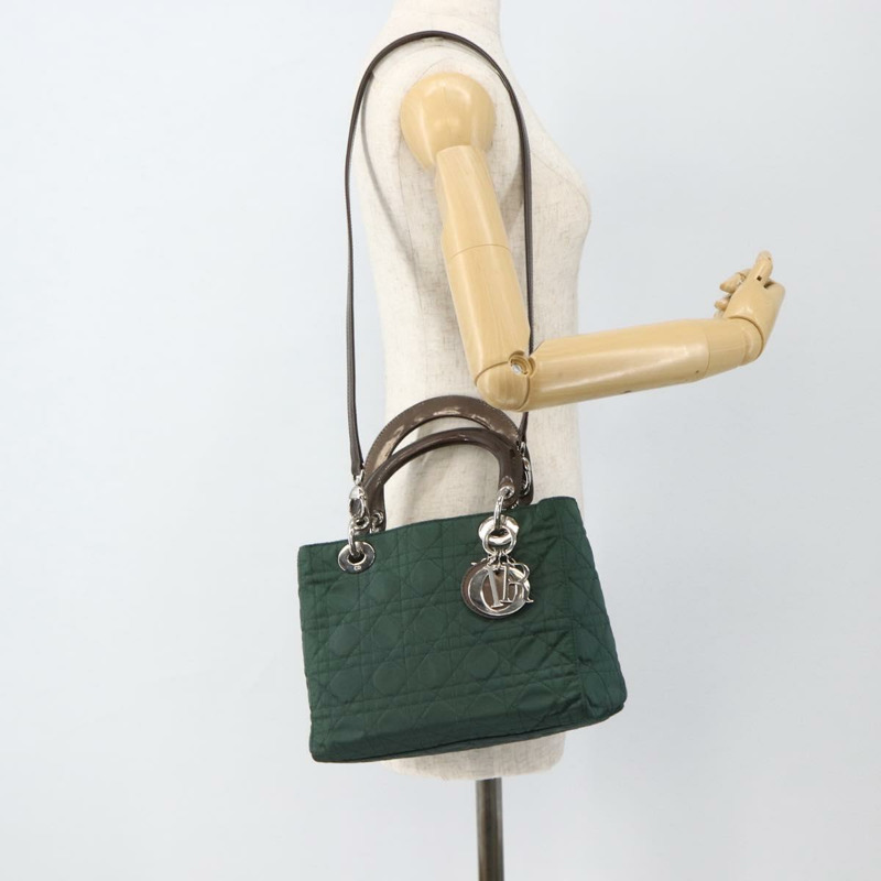 【日本直送】Christian Dior Canage Canage 手提包 尼龍 2way 綠色 銀色 Auth mr2259-24