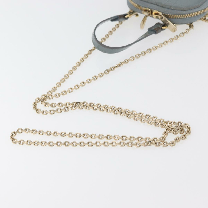 【日本直送】Christian Dior Cannage 鏈條手機包 漆皮 2way 藍色金色 正品 BAZ749A-7