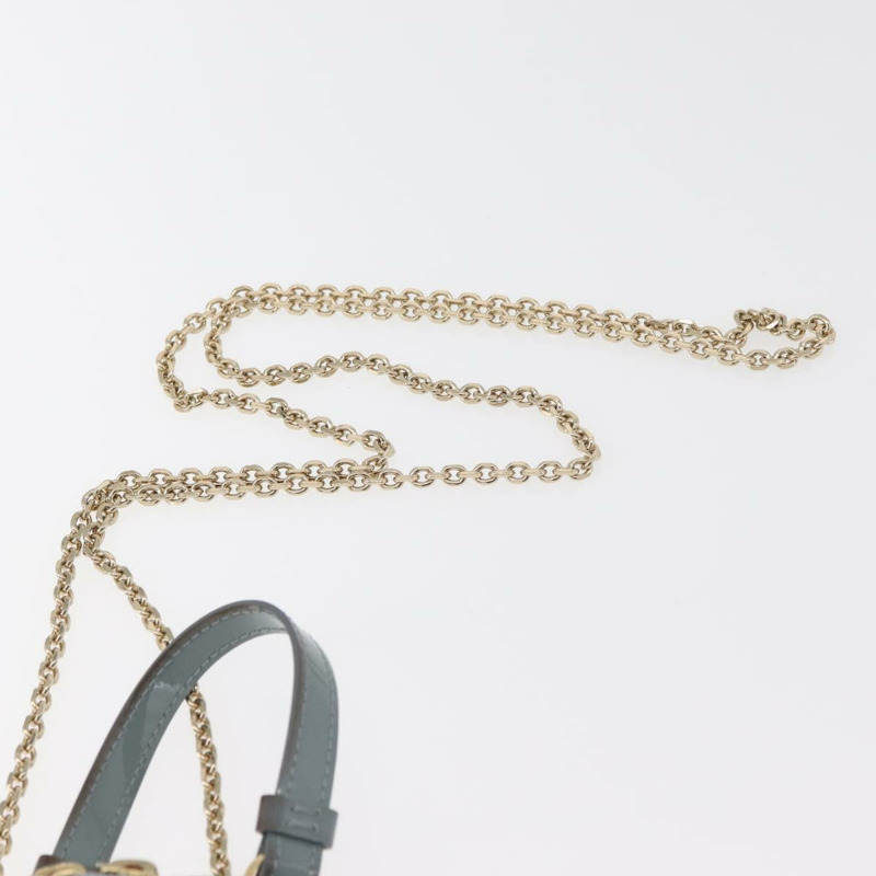 【日本直送】Christian Dior Cannage 鏈條手機包 漆皮 2way 藍色金色 正品 BAZ749A-14