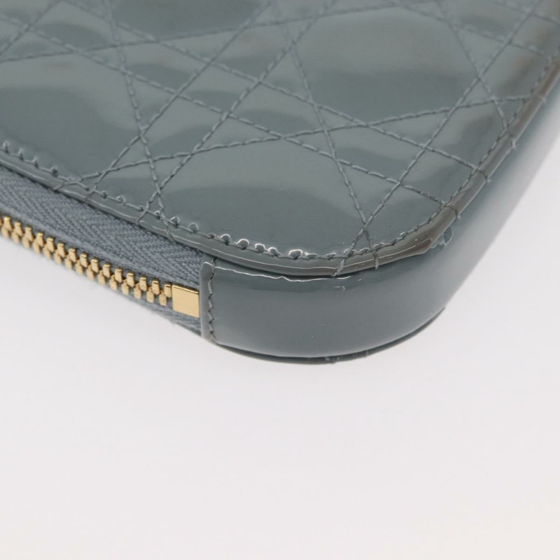 【日本直送】Christian Dior Cannage 鏈條手機包 漆皮 2way 藍色金色 正品 BAZ749A-16
