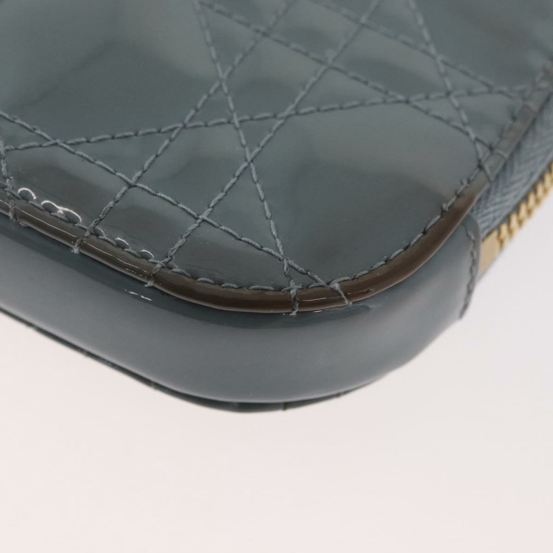 【日本直送】Christian Dior Cannage 鏈條手機包 漆皮 2way 藍色金色 正品 BAZ749A-17