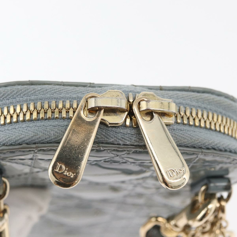 【日本直送】Christian Dior Cannage 鏈條手機包 漆皮 2way 藍色金色 正品 BAZ749A-18