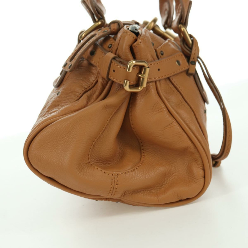 【日本直送】Chloe Paddington 手提包,棕色、金色、銀色皮革,正品 am11221SAM-3