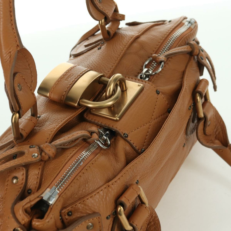 【日本直送】Chloe Paddington 手提包,棕色、金色、銀色皮革,正品 am11221SAM-5