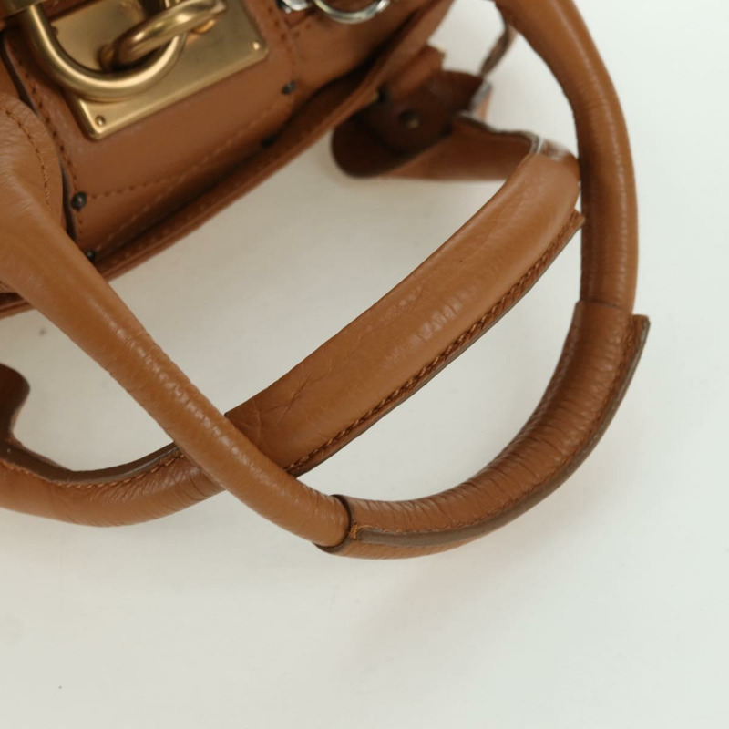 【日本直送】Chloe Paddington 手提包,棕色、金色、銀色皮革,正品 am11221SAM-6