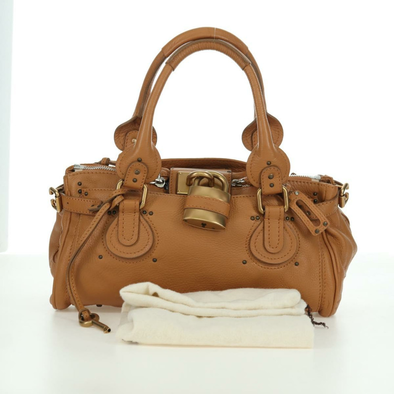 【日本直送】Chloe Paddington 手提包,棕色、金色、銀色皮革,正品 am11221SAM-11