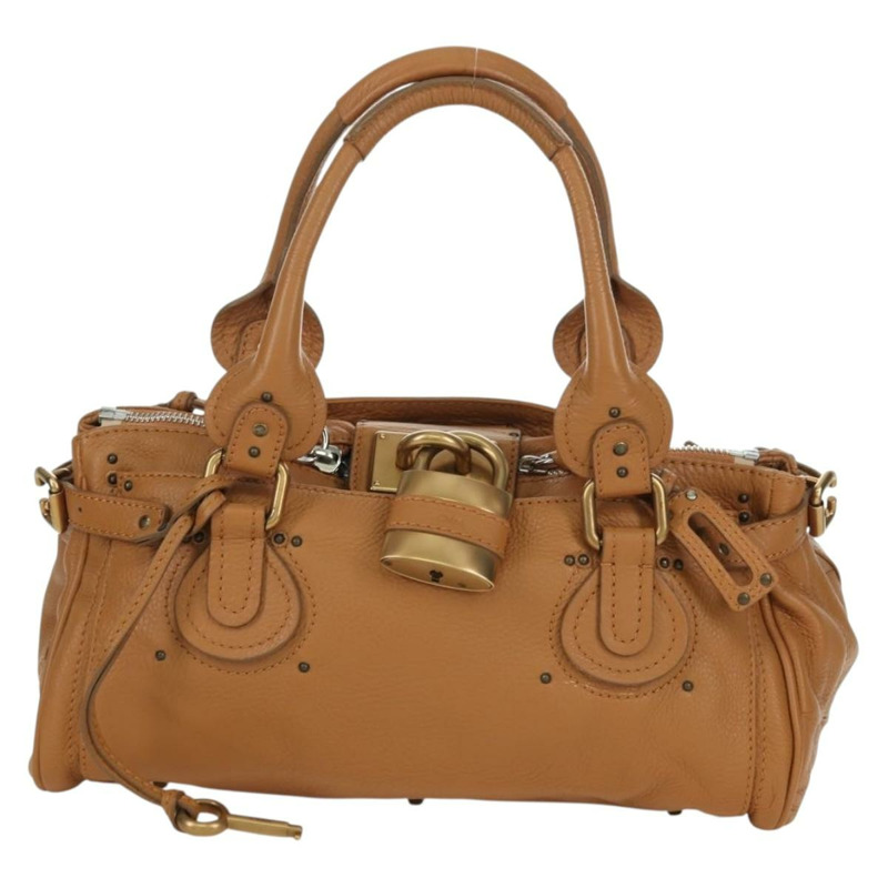 【日本直送】Chloe Paddington 手提包,棕色、金色、銀色皮革,正品 am11221SAM-12