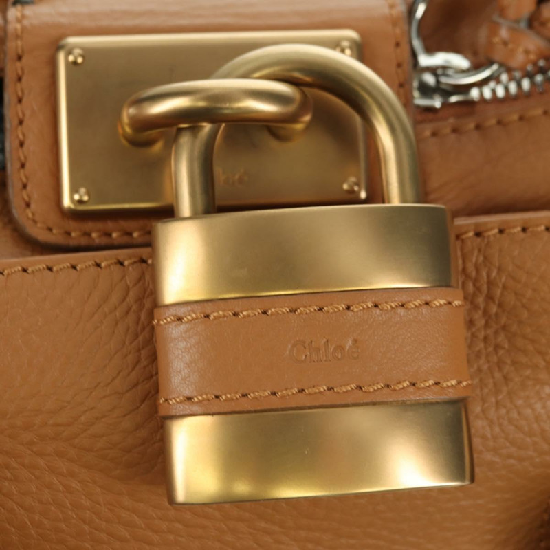 【日本直送】Chloe Paddington 手提包,棕色、金色、銀色皮革,正品 am11221SAM-17