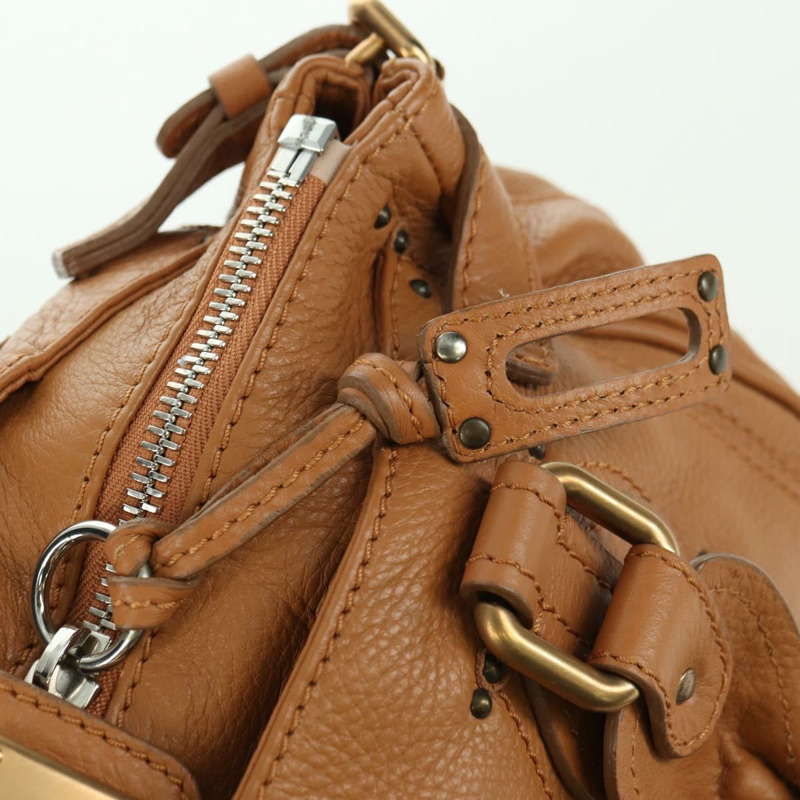 【日本直送】Chloe Paddington 手提包,棕色、金色、銀色皮革,正品 am11221SAM-18