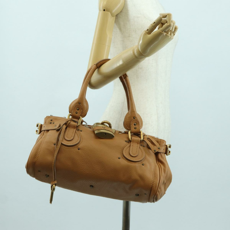 【日本直送】Chloe Paddington 手提包,棕色、金色、銀色皮革,正品 am11221SAM-24
