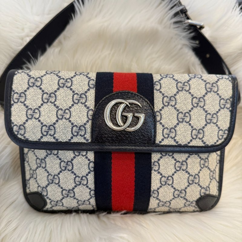 GUCCI Ophidia 經典織帶花紋翻蓋腰包-8