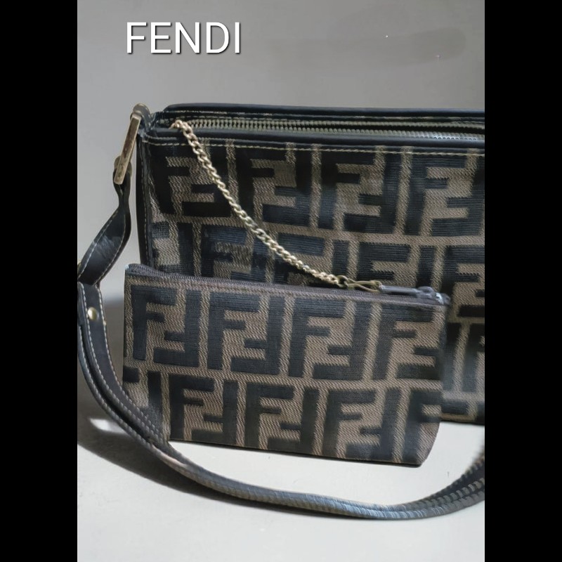 FENDI 經典優雅肩背包 手提包 有附長背帶 零錢包-4