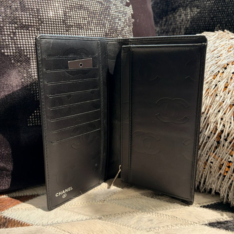 CHANEL 康朋對開長夾 黑色-3
