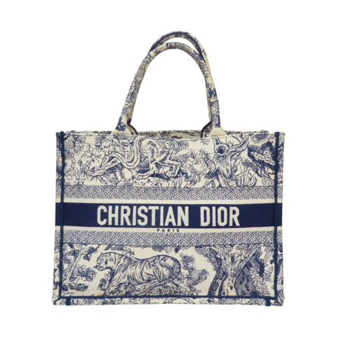 深藍/白色 緹花帆布 Book Tote M 托特包 手提包【Dior 迪奧】 M1296ZTDT