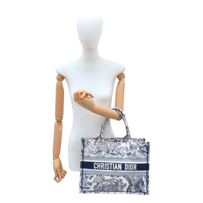 深藍/白色 緹花帆布 Book Tote M 托特包 手提包【Dior 迪奧】 M1296ZTDT-2