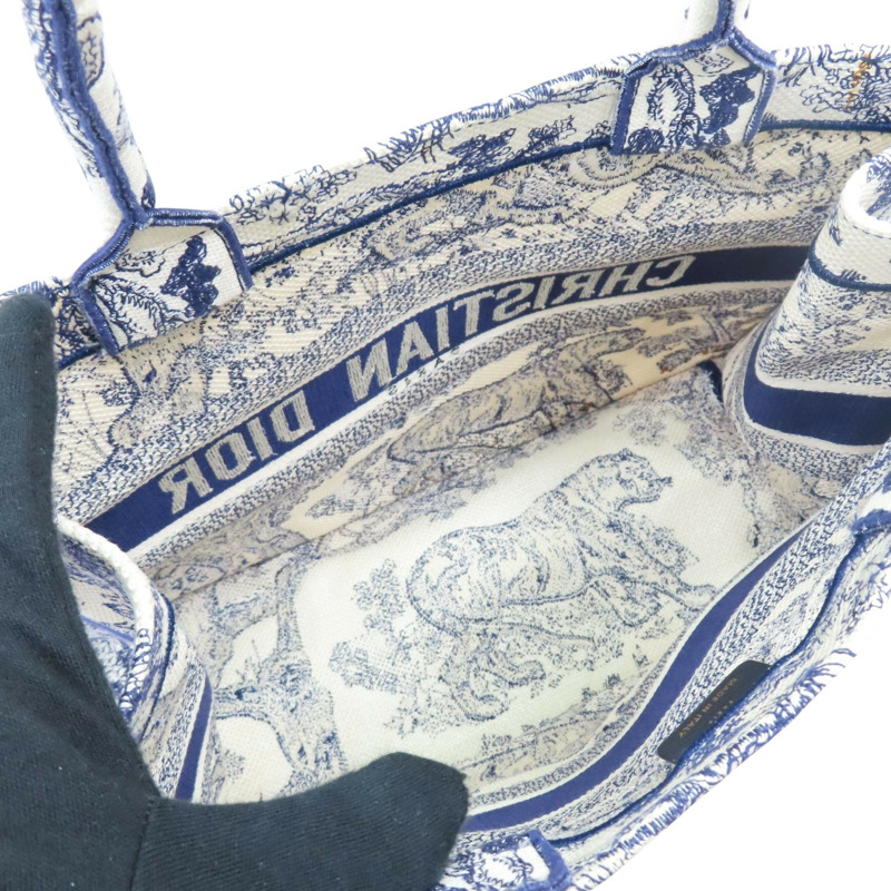 深藍/白色 緹花帆布 Book Tote M 托特包 手提包【Dior 迪奧】 M1296ZTDT-3