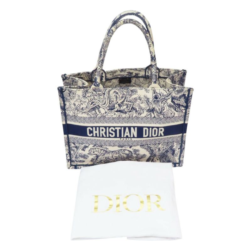 深藍/白色 緹花帆布 Book Tote M 托特包 手提包【Dior 迪奧】 M1296ZTDT-6