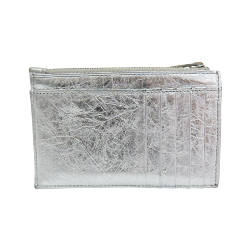 銀色 牛皮 Crush 卡片零錢包【BALENCIAGA 巴黎世家】 766465-1