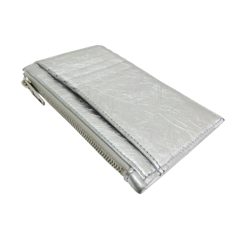 銀色 牛皮 Crush 卡片零錢包【BALENCIAGA 巴黎世家】 766465-3