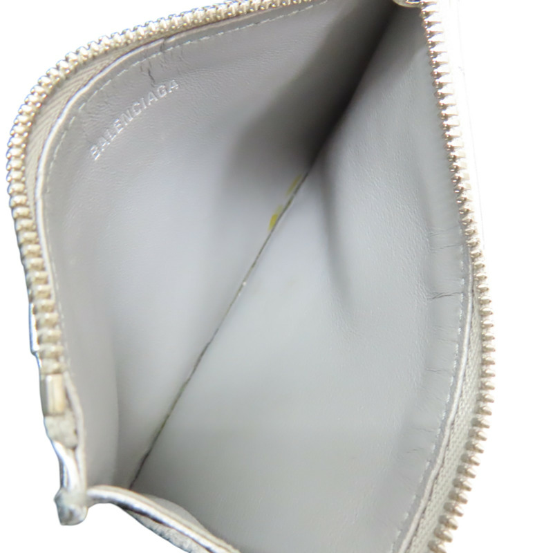 銀色 牛皮 Crush 卡片零錢包【BALENCIAGA 巴黎世家】 766465-4