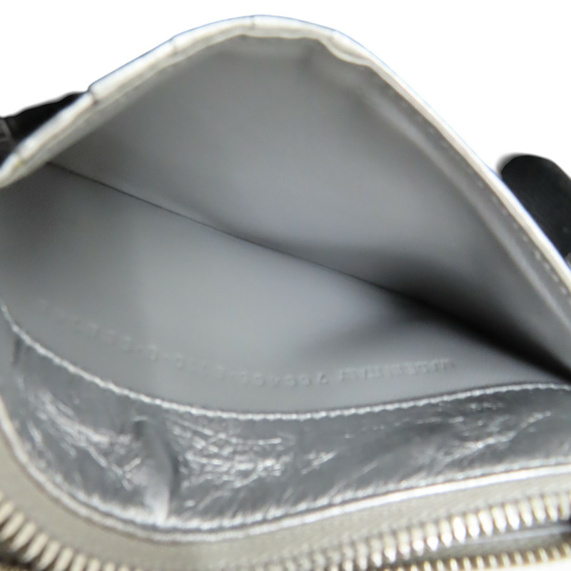 銀色 牛皮 Crush 卡片零錢包【BALENCIAGA 巴黎世家】 766465-5