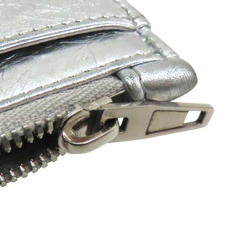 銀色 牛皮 Crush 卡片零錢包【BALENCIAGA 巴黎世家】 766465-9