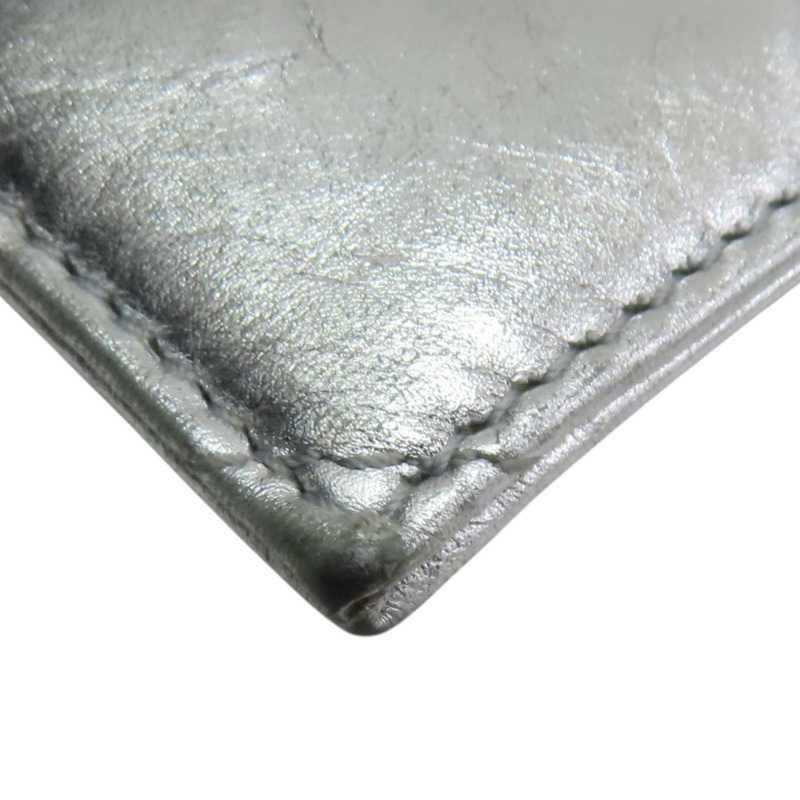 銀色 牛皮 Crush 卡片零錢包【BALENCIAGA 巴黎世家】 766465-12