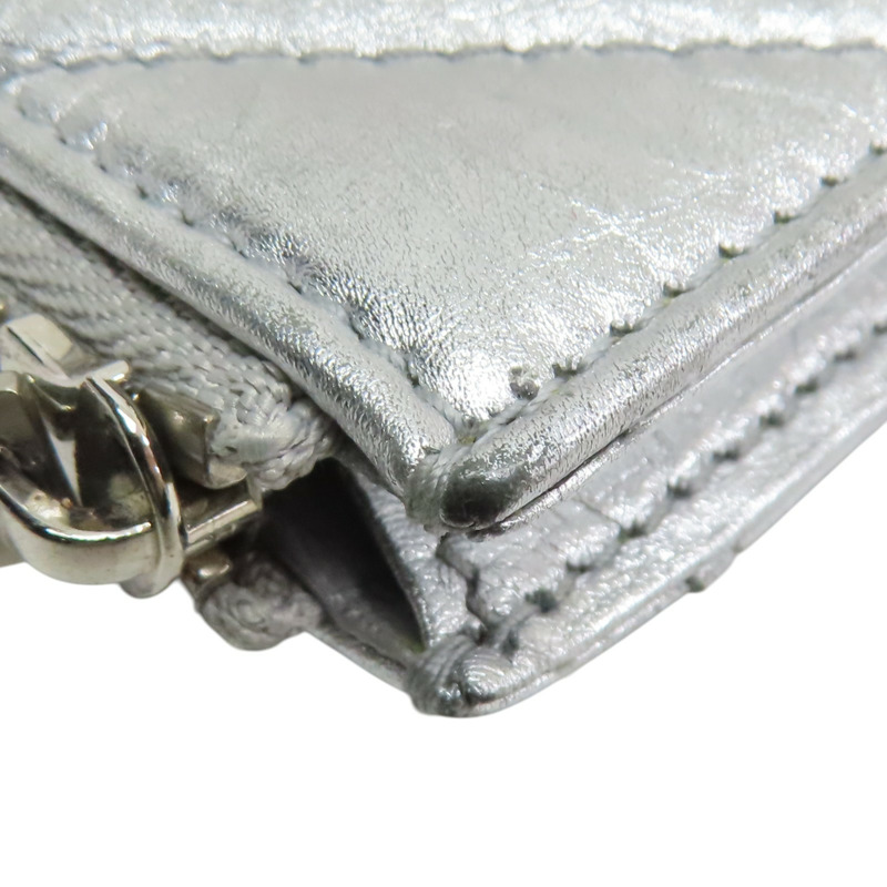 銀色 牛皮 Crush 卡片零錢包【BALENCIAGA 巴黎世家】 766465-14