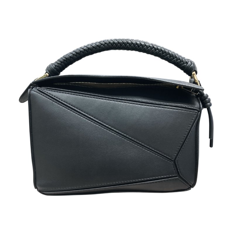 LOEWE 羅威 PUZZLE BAG SMALL 經典拼圖手提側背包小號 牛皮 黑色 金釦-1