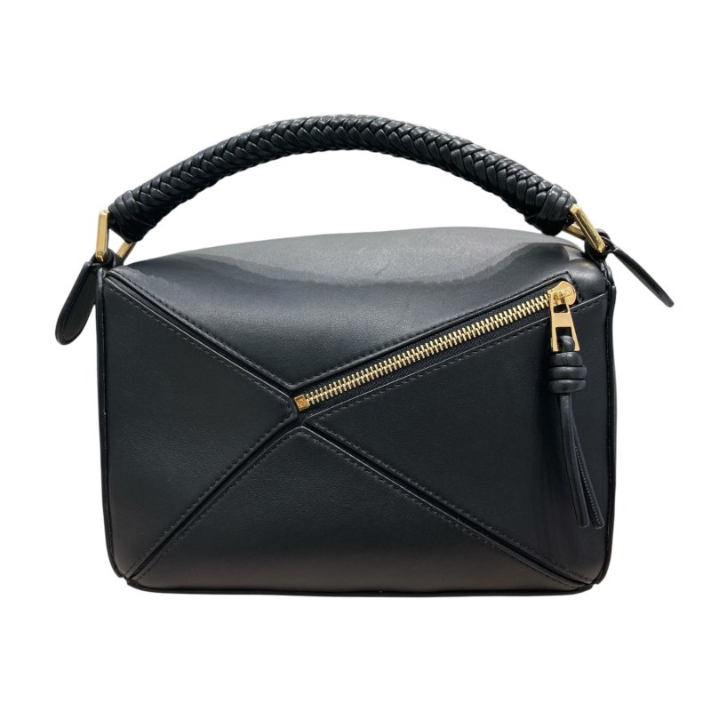 LOEWE 羅威 PUZZLE BAG SMALL 經典拼圖手提側背包小號 牛皮 黑色 金釦-2
