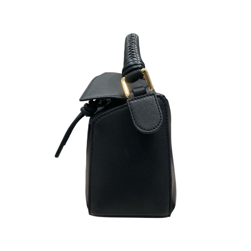 LOEWE 羅威 PUZZLE BAG SMALL 經典拼圖手提側背包小號 牛皮 黑色 金釦-3
