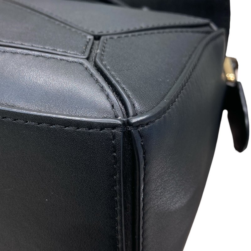 LOEWE 羅威 PUZZLE BAG SMALL 經典拼圖手提側背包小號 牛皮 黑色 金釦-8