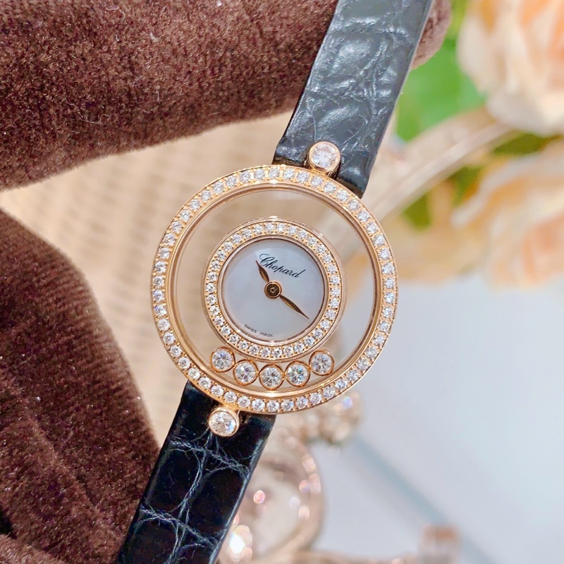 蕭邦快樂鑽石203957玫瑰金鑽石貝母盤石英女表-2