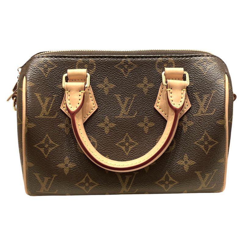 LOUIS VUITTON 路易威登 M46234 SPEEDY BANDOULIERE 20 迷你波士頓包 PVC帆布 老花 棕色×奶茶色 金釦-0