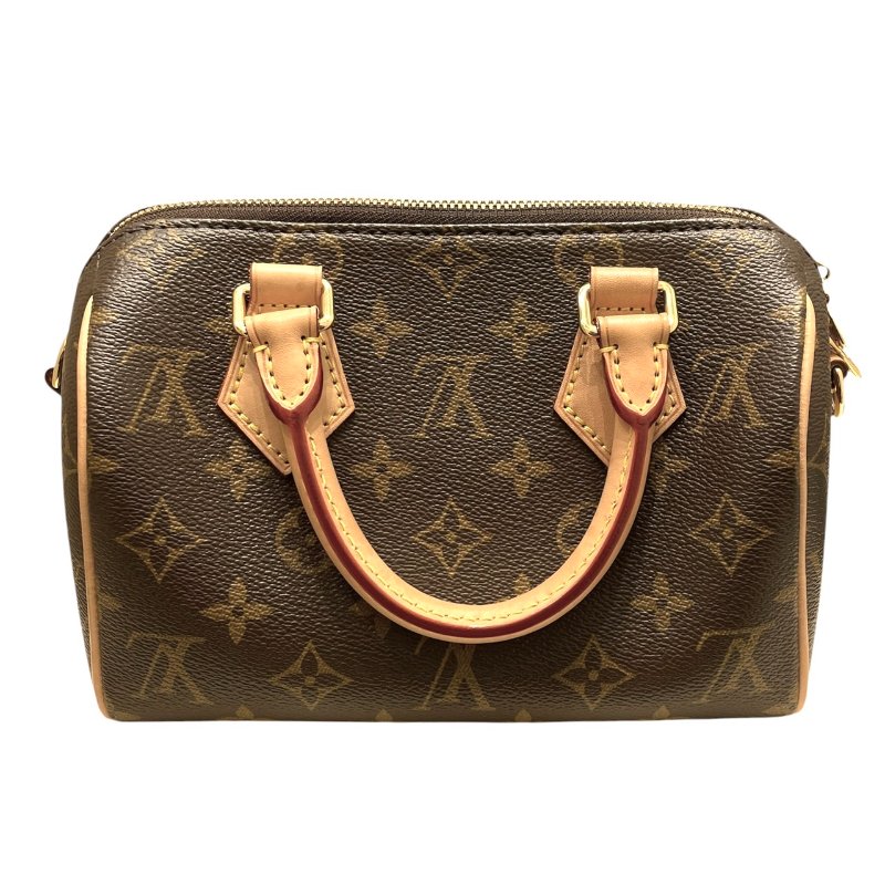 LOUIS VUITTON 路易威登 M46234 SPEEDY BANDOULIERE 20 迷你波士頓包 PVC帆布 老花 棕色×奶茶色 金釦-1