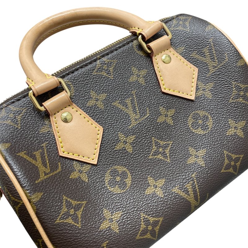 LOUIS VUITTON 路易威登 M46234 SPEEDY BANDOULIERE 20 迷你波士頓包 PVC帆布 老花 棕色×奶茶色 金釦-10
