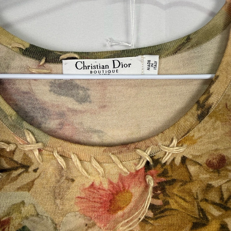 莉亞精品♡ Dior 滿版花立體葉片短袖38 二手-2