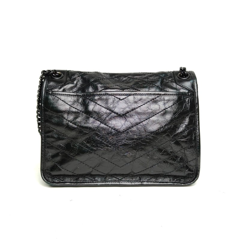 SAINT LAURENT Niki中號28黑色牛皮黑扣肩背包-2