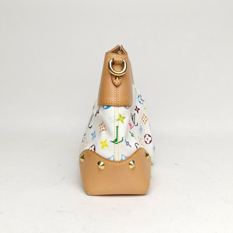 LOUIS VUITTON 中古Judy手提單肩包中號白三彩PVC金扣2012肩背包-1