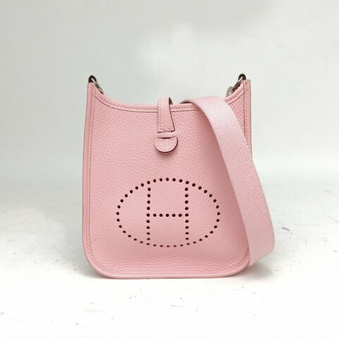 HERMES EvelyneMini16新櫻花粉TC皮K2025銀扣肩背包